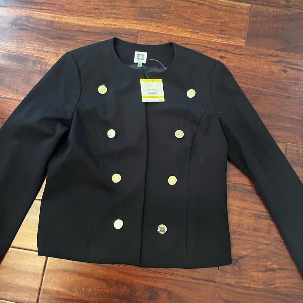 New Anne Klein Black Double-Breasted Jacket Blazer - Picture 5 of 8